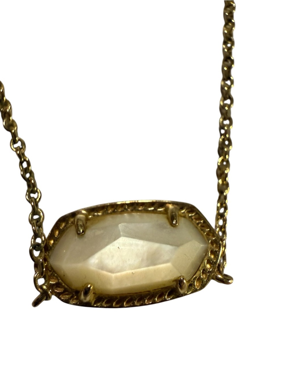 Kendra Scott Gold Necklace with White Faceted Stone - Picture 6 of 8